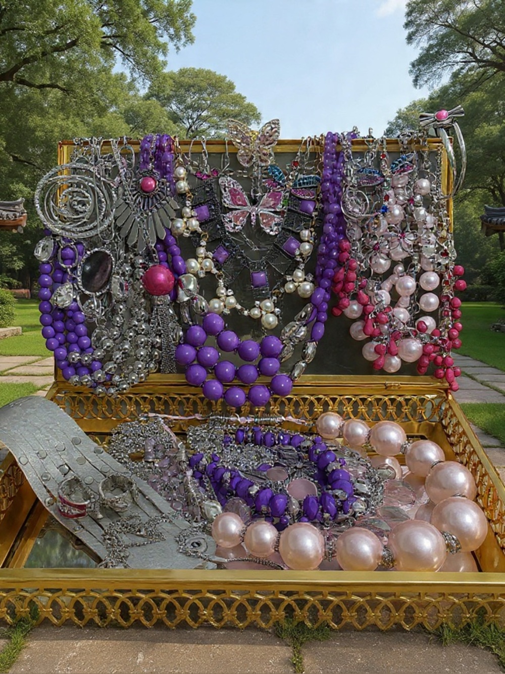 Purple  & Pink Jewelry  50 Pieces Bracelets Necklaces Rings Vintage To Now Style